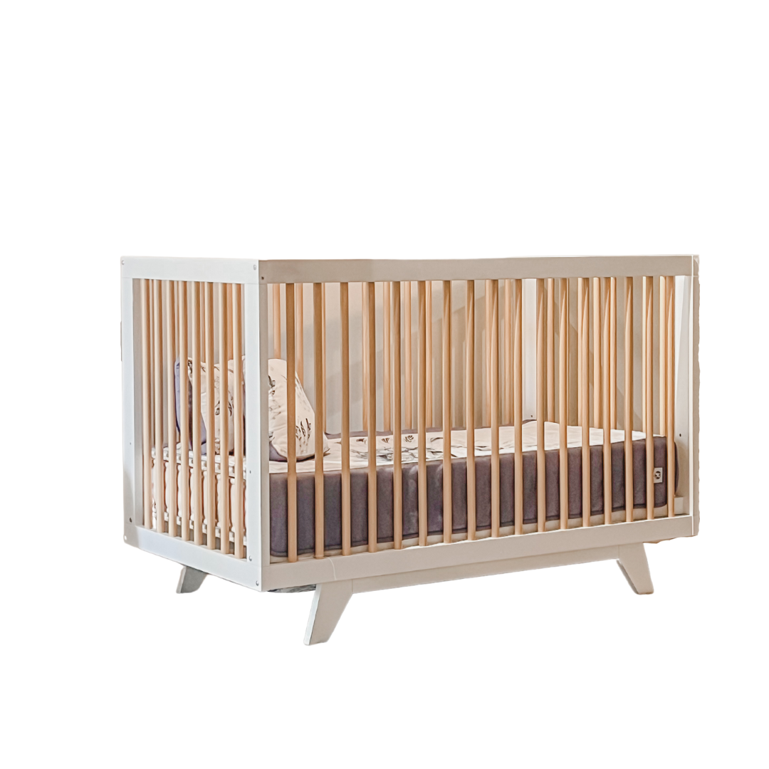 Hudson Cot White Natural Dowel FREE TODDLER BED KIT UPGRADE